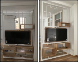 Industrijski nameštaj - pregradni zid - polica za TV